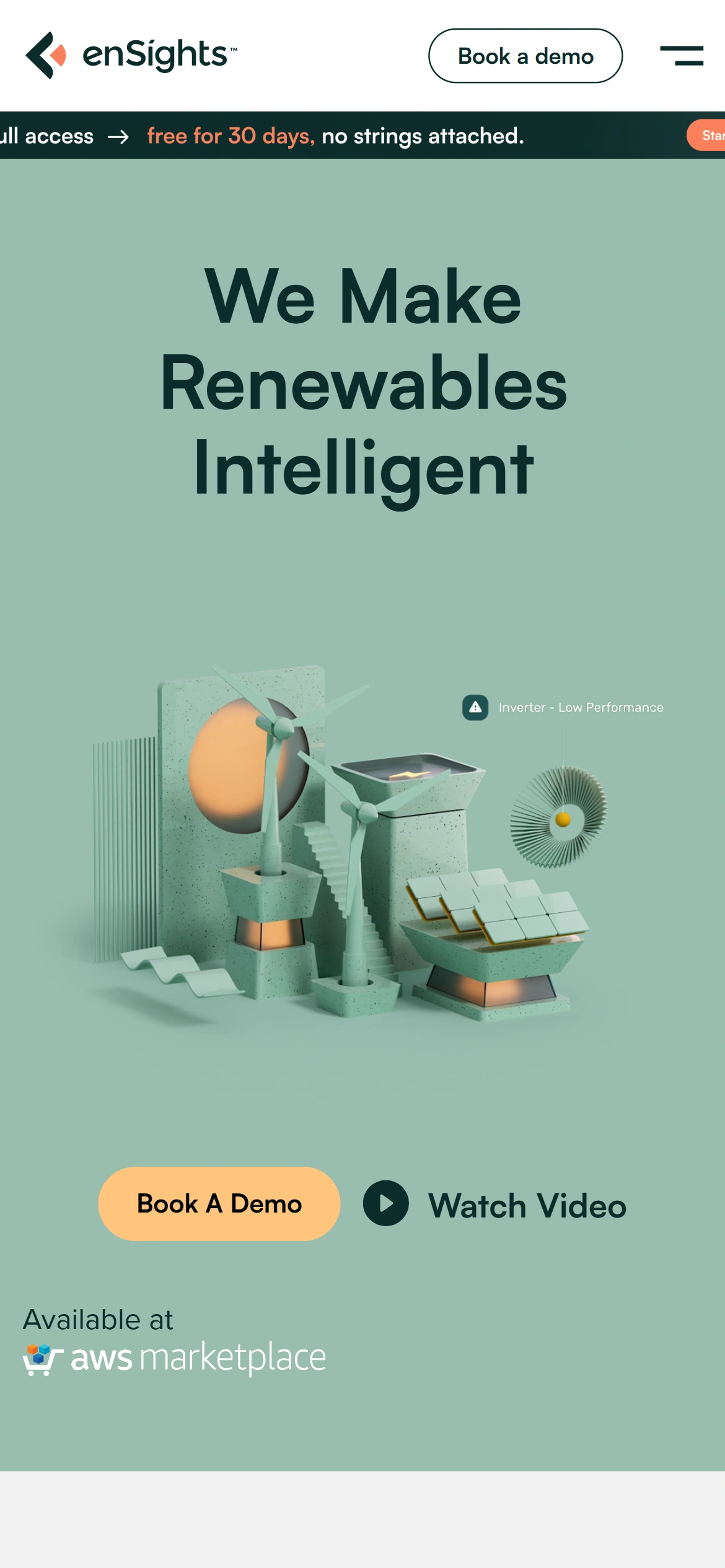 מסך הבית של Ensights.ai בגרסה למובייל עם התראת ביצועי ממיר